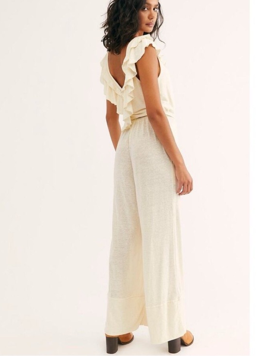Free People Pants - Free People Beach Linen Blend Calluna Jumpsuit Ruffle details tie back size XS